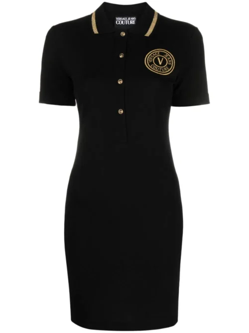 robe polo versace jeans couture noire logo or