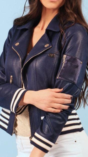 Alternative view of Veste EXTENZO microfibre “cuir” marine