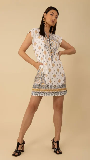 Alternative view of Robe HALE BOB jersey stretch blanc et beige