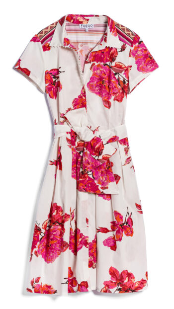 Alternative view of Robe FUEGO imprimée floral rose et blanc