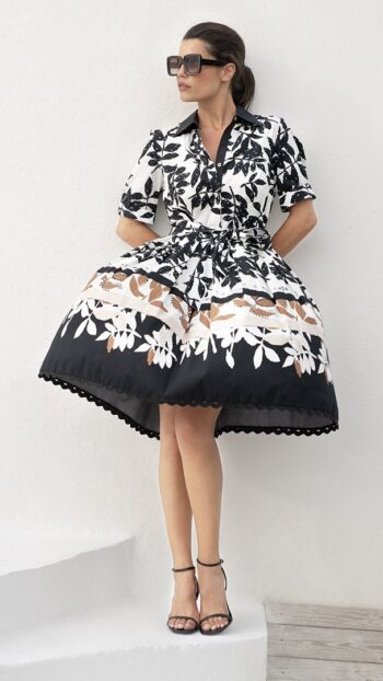 robe FUEGO manches courtes noir et blanc