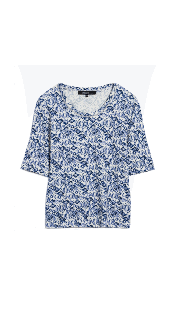 T-Shirt ANANKE bleu imprimé , manches courtes