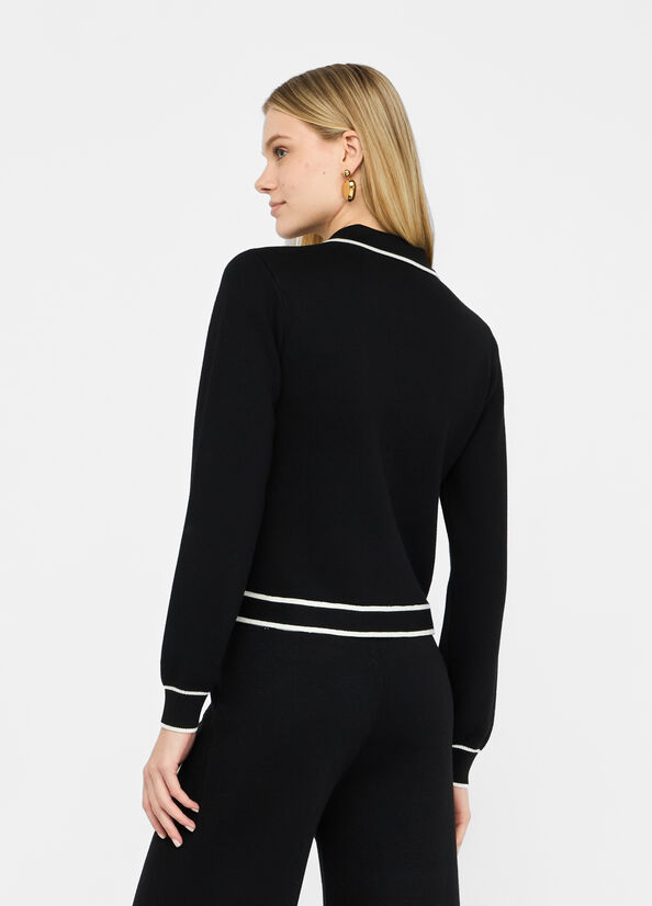 Veste maille zippée LIU.JO logotée N/B