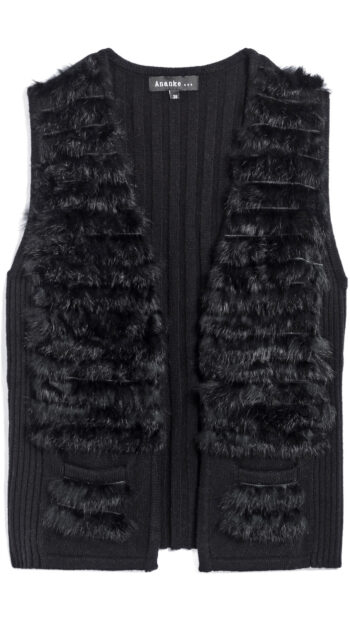 Gilet sans mancheS ANANKE maille et fausse fourrure
