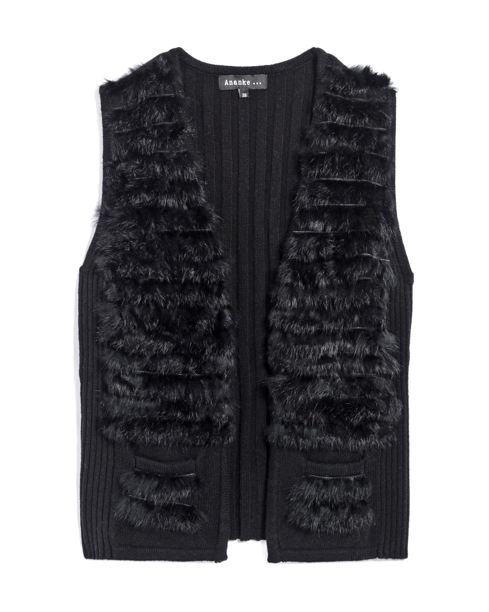 Gilet sans mancheS ANANKE maille et fausse fourrure