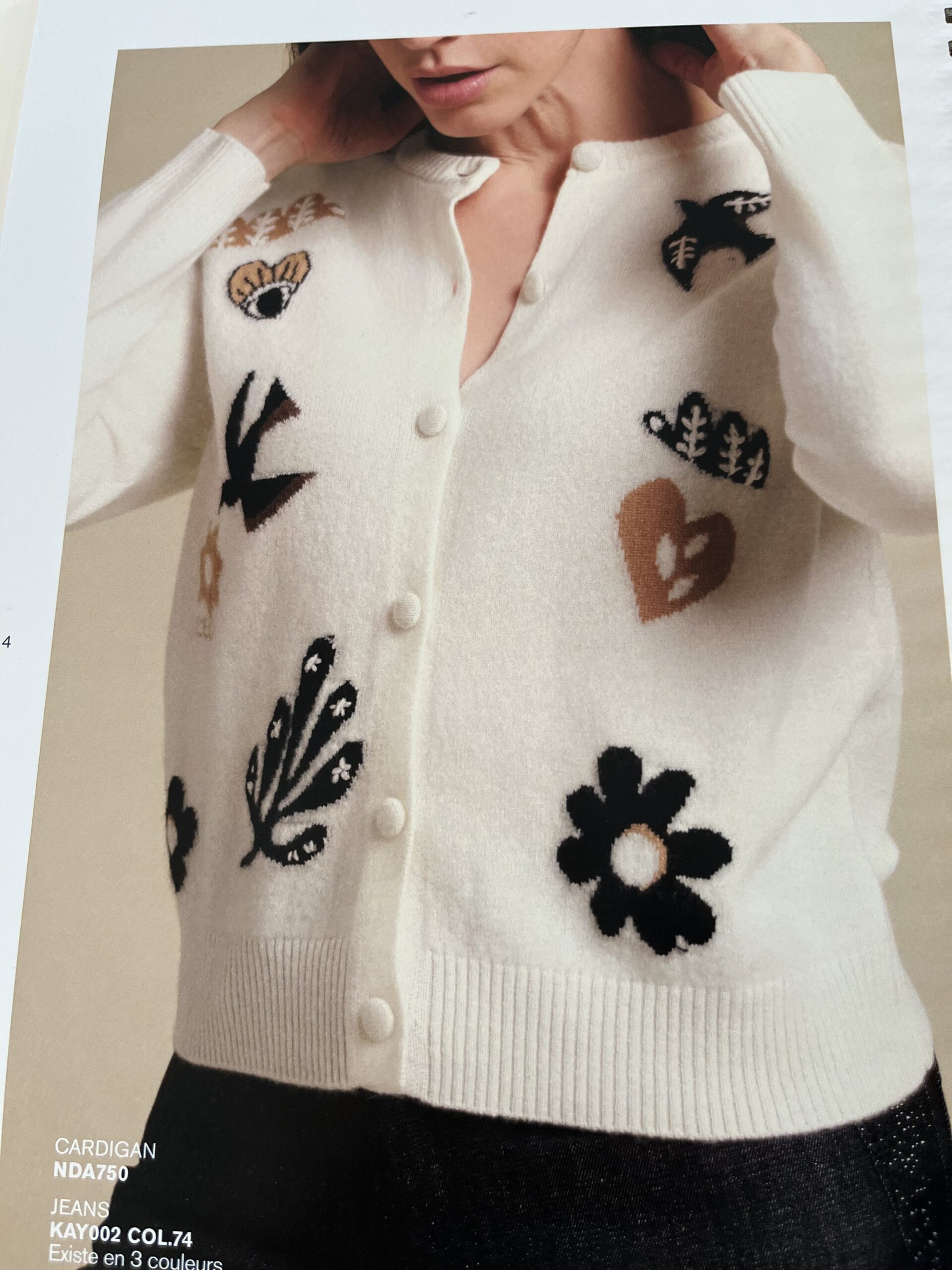 Veste maille FUEGO écrue imprimé placé