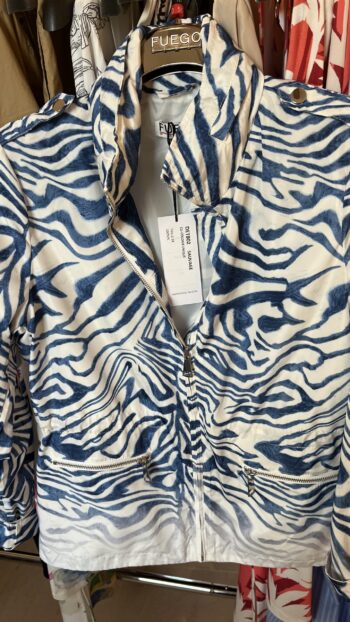 Coupe-vent imperméable FUEGO tigré bleu, capuche dans le col