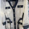Veste FUEGO bleu denim et filet blanc ,