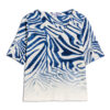T-Shirt FUEGO tigré bleu et blanc, col Vdans le col