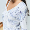 T-Shirt ANANKE col V blanc et ciel