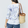 T-Shirt ANANKE col V blanc et ciel