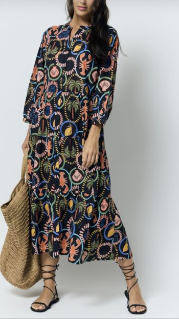 Robe longue Ananke imprimée en voile de coton