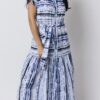 Robe ANANKE imprimé bleu et blanc, en coton