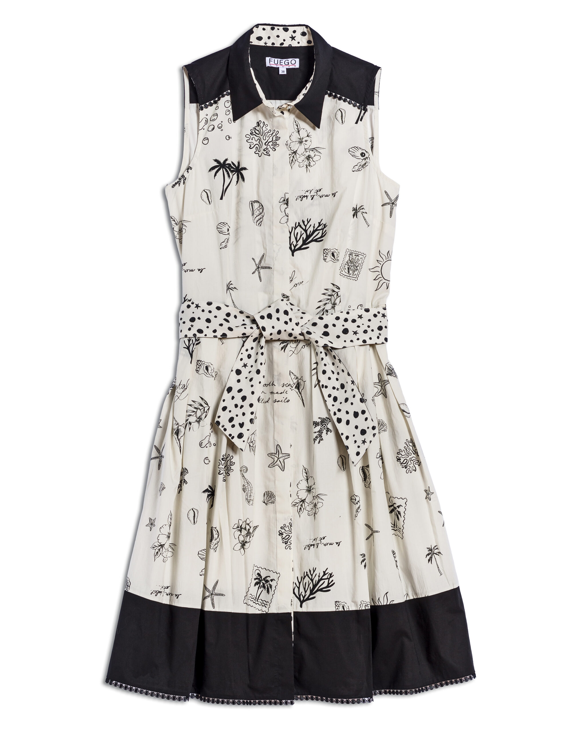 Robe FUEGO imprimé blanc et noir en coton