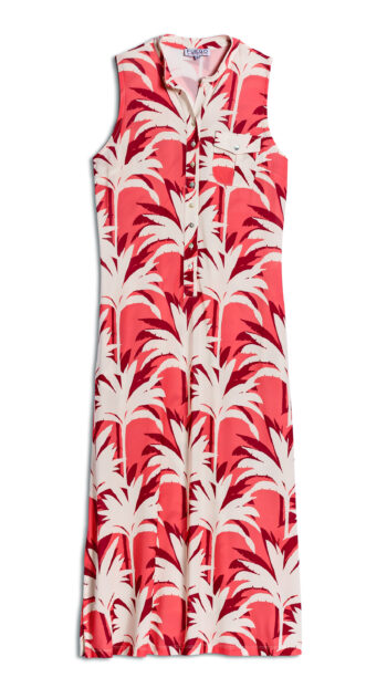 Robe FUEGO imprimé palmier corail et blanc