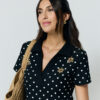 Robe Polo Ananke noire pois blancs