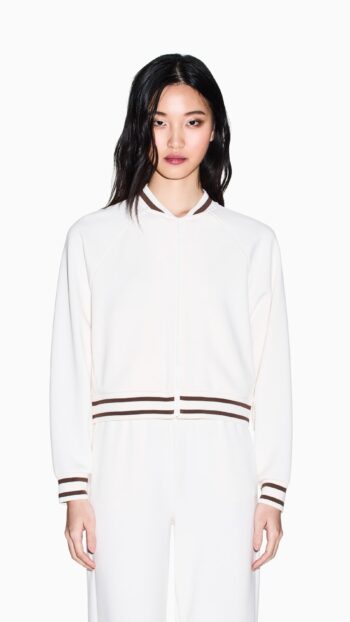 Veste jog zippée ARMANI crème , en néoprène doux