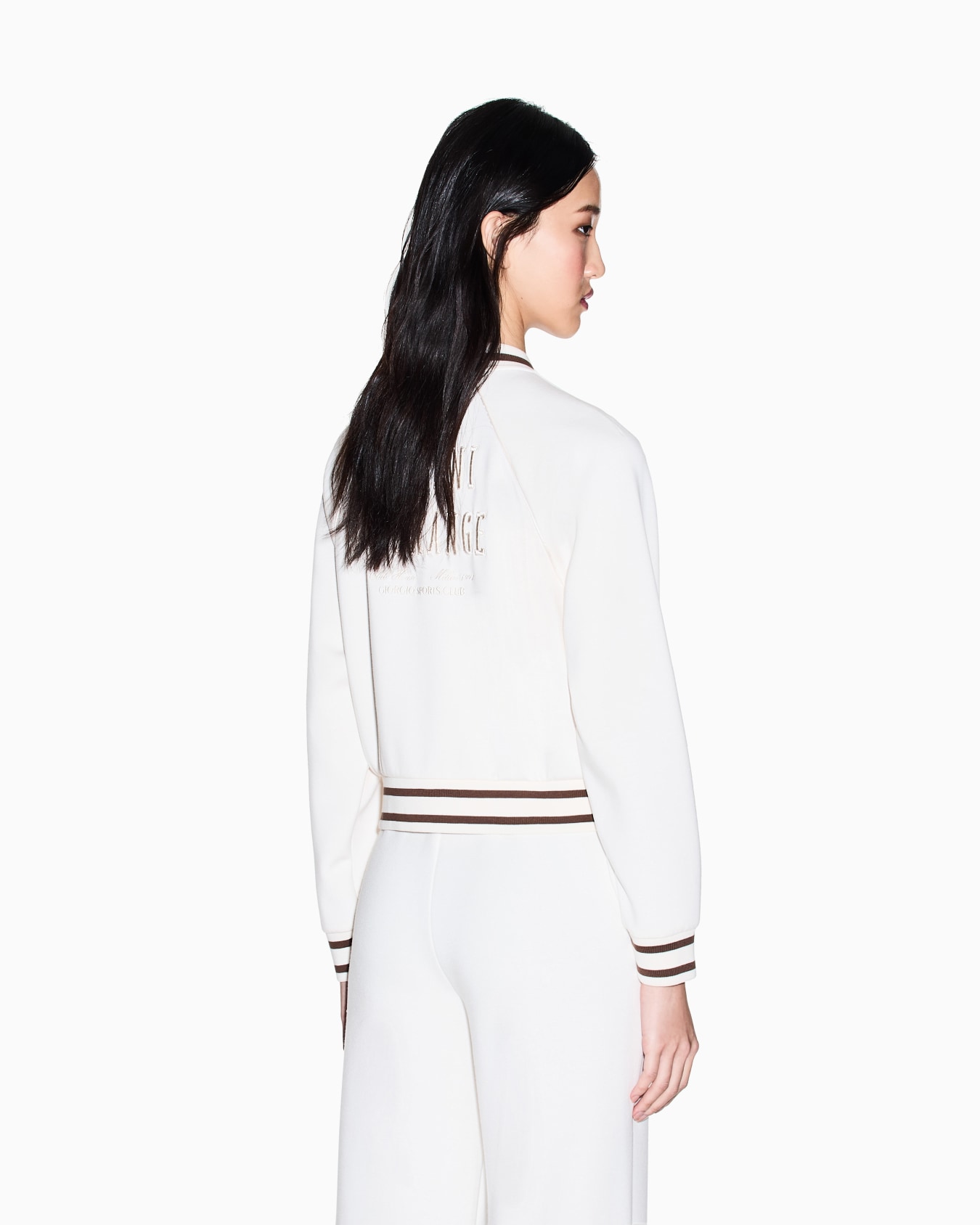 Veste jog zippée ARMANI crème , en néoprène doux